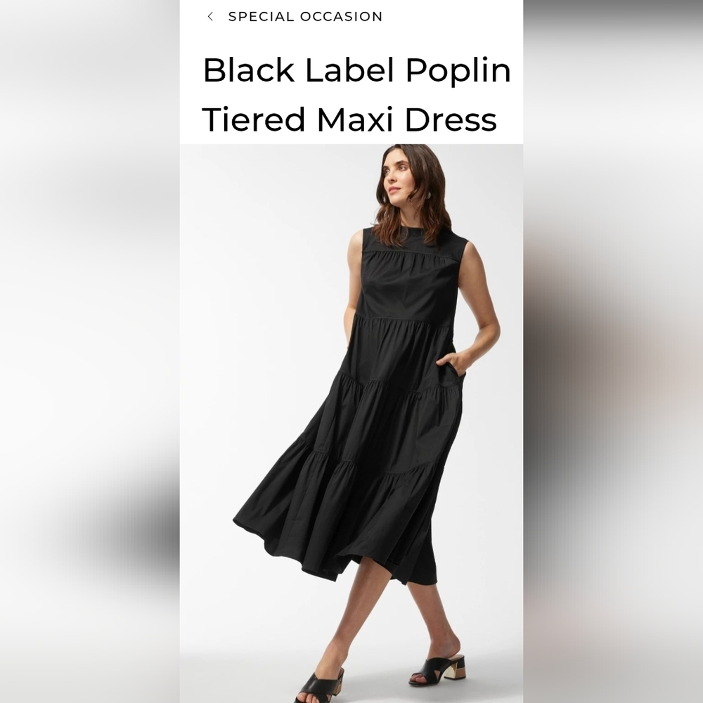 *final price* Black Label by Chico's Poplin Tiered black dress sz S